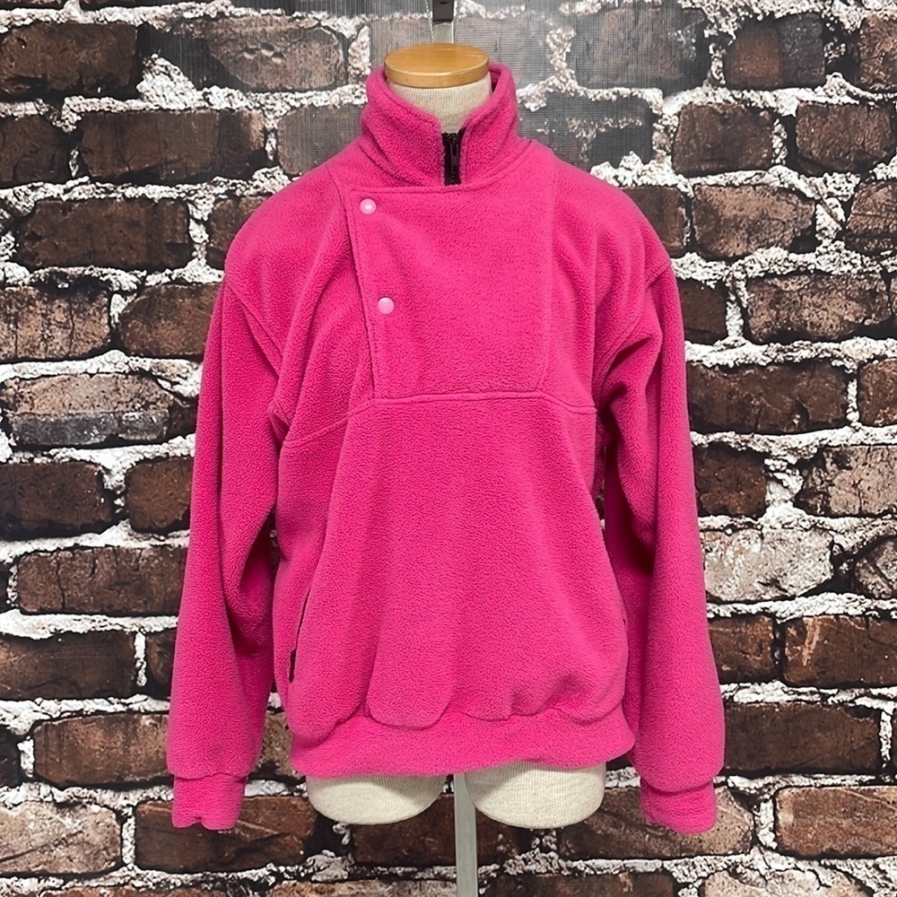 Marmot Fleece Sweatshirt Jacket Pullover Side Zipper Pink Size 10